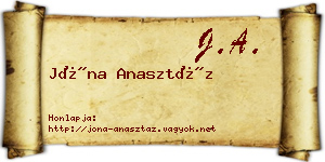 Jóna Anasztáz névjegykártya